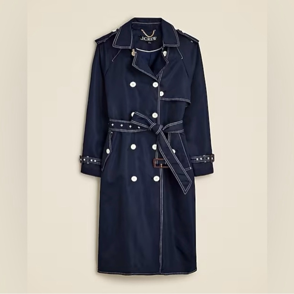 NWT J.Crew Relaxed Trench Coat in
Lightweight Shiny Nylon - Size 0 - Picture 5 of 10
